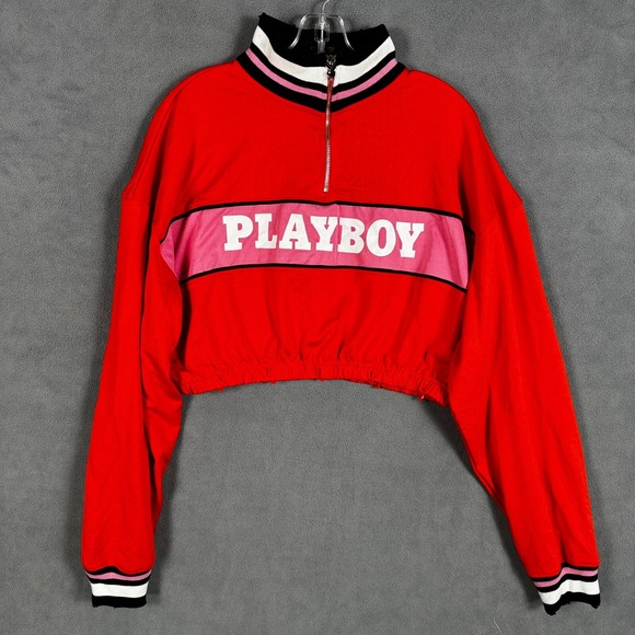 Playboy Missguided Track Top Women's 8 Cropped Polyester Blend Spellout New! - Picture 2 of 16